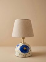 Hand-Painted Natural Wood Table Lamp