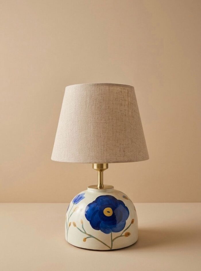 cf3e368d-2bd4-445d-b5e3-ab40571cbd25 Hand-Painted Natural Wood Table Lamp - Image 1