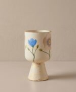 Handmade Natural Wood Floral Vase – Rustic Hand-Painted Wooden Decor