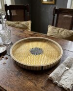 Golden Sunburst Geometric Mother of Pearl Serving Tray