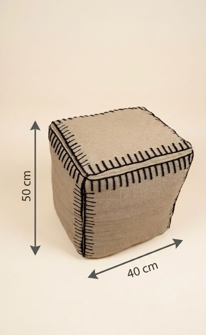 Handwoven Kilim Pouf Ottoman – Natural Boho Floor Cushion - Image 3