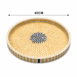 Golden Sunburst Geometric Mother of Pearl Serving Tray - Image 2