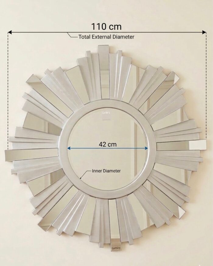 Luxury Handmade Sunburst Wall Mirror – Modern Decorative Statement Mirror (110 cm) - Image 4