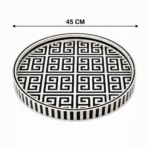 Black & White Greek Key Geometric Mother of Pearl Serving Tray - Image 2