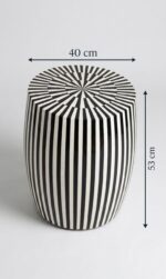 Modern Black & White Resin Wood Side Table - Image 3
