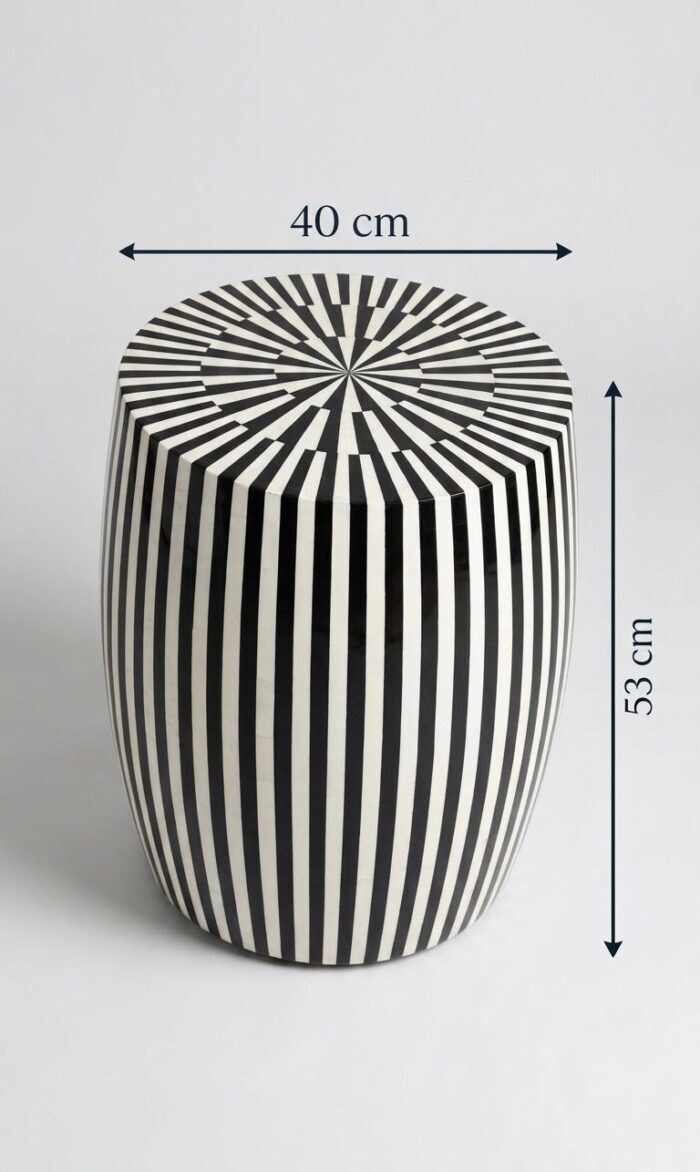 Modern Black & White Resin Wood Side Table - Image 3