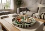 Emerald Green Mosaic Bloom Wooden Serving Tray, 45 cm - Image 2