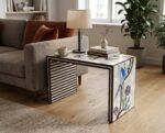 Luxury Handcrafted Mother of Pearl Inlaid Wooden Side Table – Multi Color - Image 2
