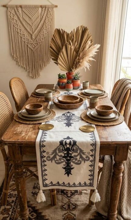 Royal Arabesque Heritage Gray Table Runner