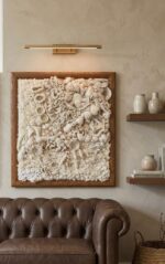 Neutral Fiber & Shell Mixed Media Wall Art – Handwoven Textured Piece