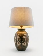 Table Lamp, Antique Folk Art, Bedside & Living Room, Poetry, Distressed Bronze & White - Image 2