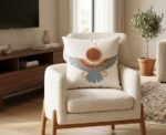 Winged Sun Disc Embroidered Luxury Accent Cushion, Premium Fabric - 45x45 cm - Image 2