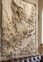 Handcrafted Neutral Textured Wall Art – Organic Fiber & Shell Mixed Media Frame - Image 2