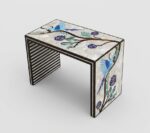 Luxury Handcrafted Mother of Pearl Inlaid Wooden Side Table – Multi Color