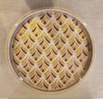 Art Deco Gold and Burgundy Fan Wooden Serving Tray, 45 cm - Image 2