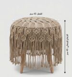 Artisan Handmade Macramé Pouf – Bohemian Cotton Ottoman with Detailed Knotwork and Fringe Edges - Image 5