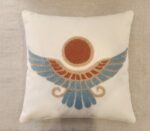 Winged Sun Disc Embroidered Luxury Accent Cushion, Premium Fabric - 45x45 cm