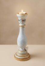 Artificial Candle Holder For Home and Office Decor, Wood - Blue Accent Bird - 25 cm - Image 3