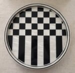Modern Optical Checkered and Striped Wooden Serving Tray, 45 cm