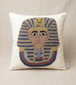 Tutankhamun Pharaoh Embroidered Luxury Accent Cushion, Premium Fabric - 45x45 cm