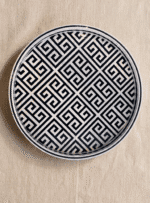 Handcrafted Round Serving Tray with Greek Key Pattern, 45Cm, Black & White - Image 3