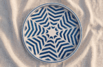 Handcrafted Round Serving Tray with Star Web Pattern, 45Cm, Blue & White