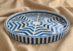 Handcrafted Round Serving Tray with Star Web Pattern, 45Cm, Blue & White - Image 2