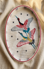 Handcrafted Oval Serving Tray with Mythical Bird Motifs, 55x35Cm, Multicolor
