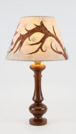 Table Lamp, Rustic Folk Art, Bedside & Living Room, Wood, Natural Brown - Image 3