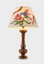 Table Lamp, Rustic Folk Art, Bedside & Living Room, Wood, Natural Brown - Image 2