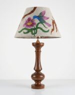 Table Lamp, Rustic Folk Art, Bedside & Living Room, Wood, Natural Brown