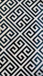 Handcrafted Round Serving Tray with Greek Key Pattern, 45Cm, Black & White - Image 2