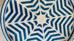 Handcrafted Round Serving Tray with Star Web Pattern, 45Cm, Blue & White - Image 3