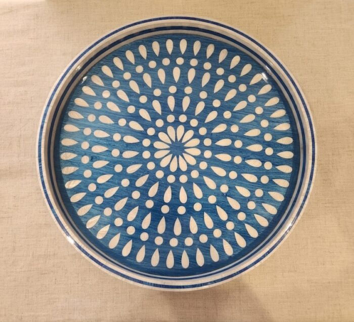Mediterranean Starburst Blue Wooden Serving Tray, 45 cm - Image 1
