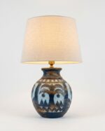 Table Lamp, Neo-Traditional Celestial, Bedside & Living Room, Poetry, Dark Brown & Blue