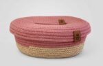 Storage Basket & Tissue Box Cover Set For Home Organizing & Styling, Handcrafted Jute, Beige & Pink - Image 3