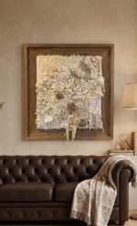 Handwoven Fiber & Shell Textured Wall Art – Organic Neutral Relief Frame - Image 2