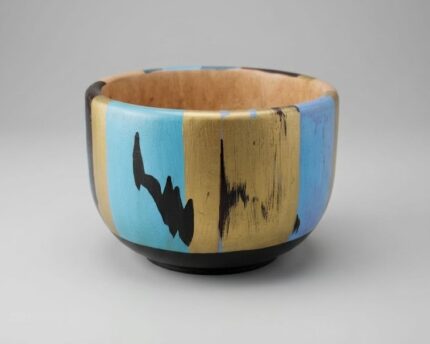 Woden Bowl Vase, Rustic Hand-Painted, Tabletop Styling, Multicolor