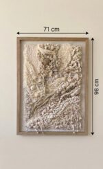 Handcrafted Neutral Textured Wall Art – Organic Fiber & Shell Mixed Media Frame - Image 4