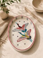 Handcrafted Oval Serving Tray with Mythical Bird Motifs, 55x35Cm, Multicolor - Image 3