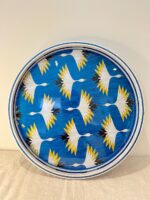 Azure Crane Round Serving Tray – Handmade Mother of Pearl Inlay - Image 3