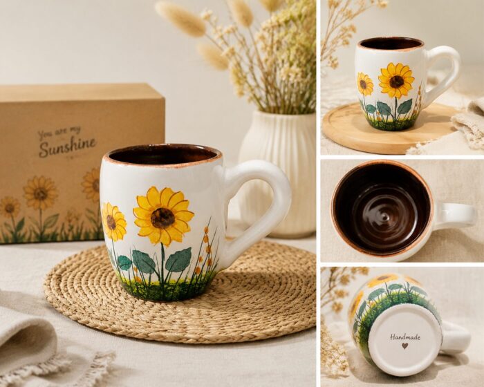 Handmade Sunflower  Mug – Hand-Painted Coffee & Tea Cup - Image 3