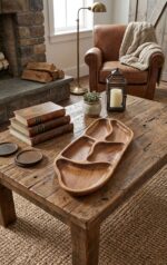 Natural Live Edge Wooden Serving Tray - 5 Compartment Handcrafted Snack Platter - Image 2