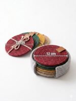 Premium Cotton Rope multicolor Coasters Set – Durable Eco-Friendly and Stylish Drink Protectors for Home and Office Set of 6 with Unique Leather Branding - Image 2