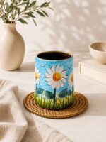 Handmade Daisy Floral  Coffee Mug – Hand-Painted Artisan Stoneware Cup - Image 2
