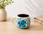 Handmade Coastal Blue Fish Ceramic Mug – Hand-Painted Artisan Coffee Cup (8 cm) - Image 2