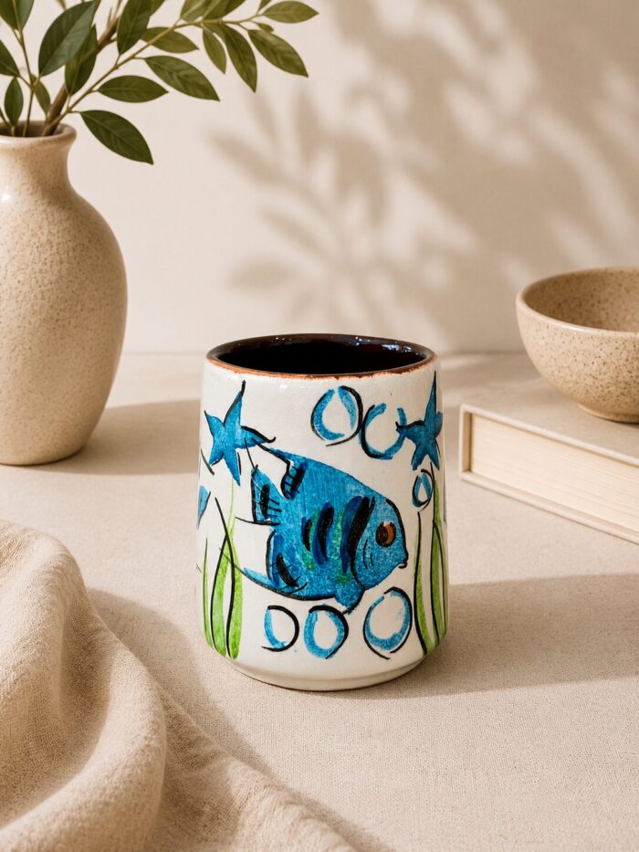 Azure Reef Artisan  Mug – Hand-Painted Coastal Coffee Cup - Image 2
