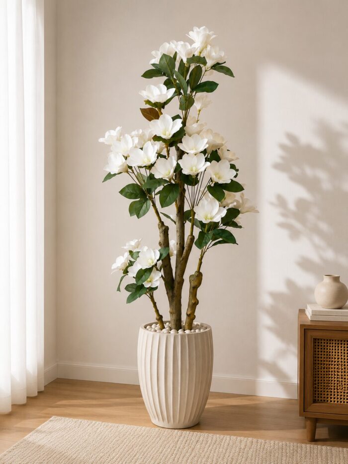 Artificial White Magnolia Tree – 160 CM Decorative Floor Plant - Image 2