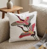 Embroidered Hummingbird Decorative Throw Pillow  | Handmade Bird Cushion | Boho Home Decor