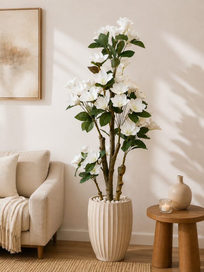 Artificial White Magnolia Tree – 160 CM Decorative Floor Plant - Image 1